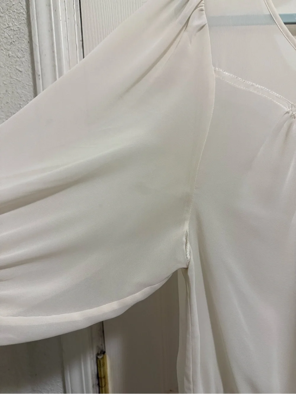 LOFT Cream Button-Front Peasant Top with Drawstring